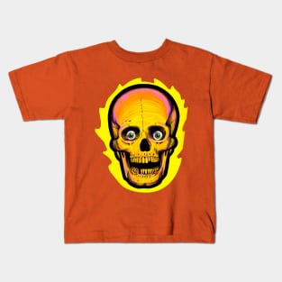 Vintage Flaming Skull Halloween Kids T-Shirt